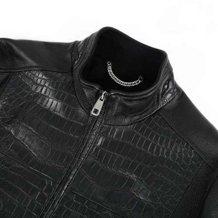 Men’s Windproof Crocodile Baseball Bomber Jackets-Details