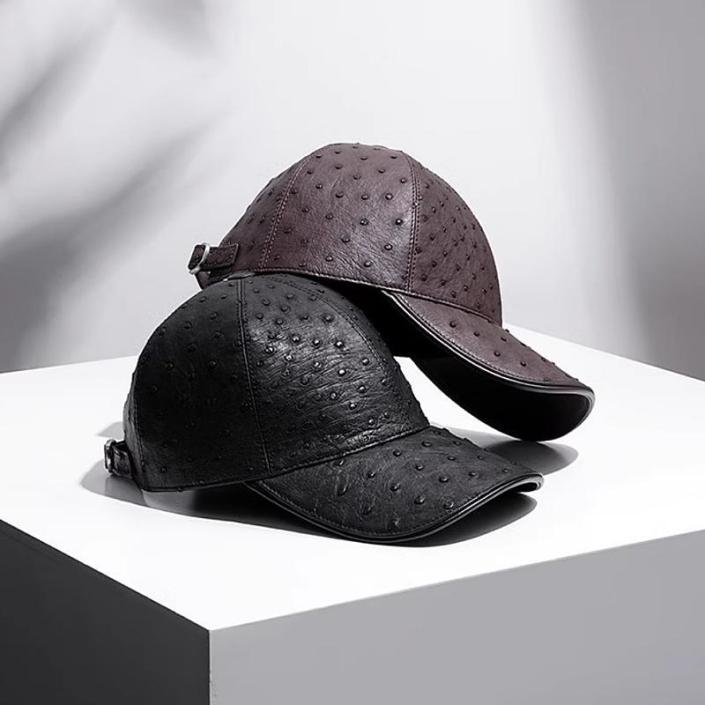 Baseball Rustic Black Genuine Ostrich Cap main image 0