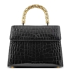 Stylish Alligator Leather Handbag with Gold Stainless Steel Handle