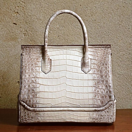 Glacial White Nile Crocodile Handbag - Back