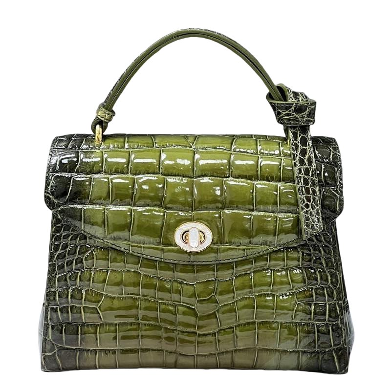 Green Alligator Leather Satchel Bags Top Handle Handbags for Wedding Guests