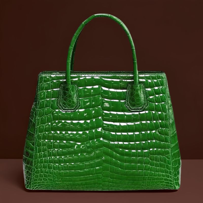Stylish Green Leather Tote Bag