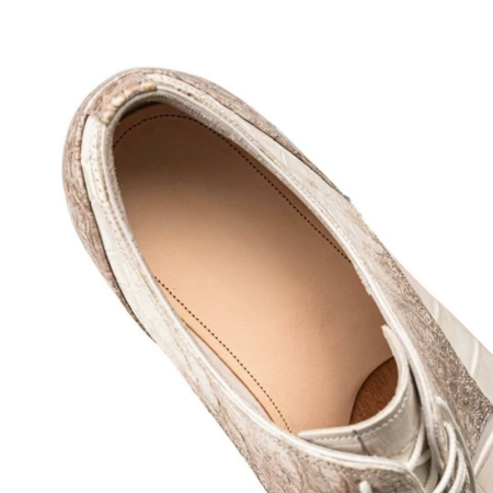 Glacial White Nile Crocodile Derby Dress Shoes - Insole
