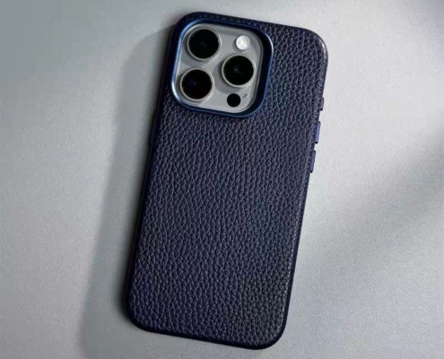 Leather iPhone 16 Pro Max Cases for Business Professionals - Blue