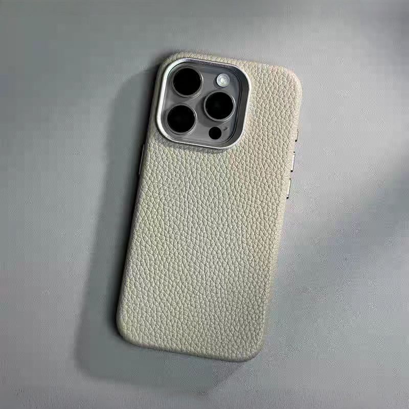 Leather iPhone 16 Pro Max Cases for Business Professionals - Gray