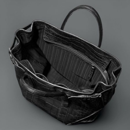 Casual Crocodile Leather Tote Bags Soft Weekend Bags - Inside