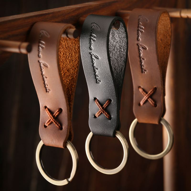 Personalized Leather Keychain for Him