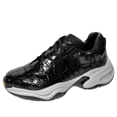 Casual Alligator Leather Sneakers Alligator Leather Shoes - Black