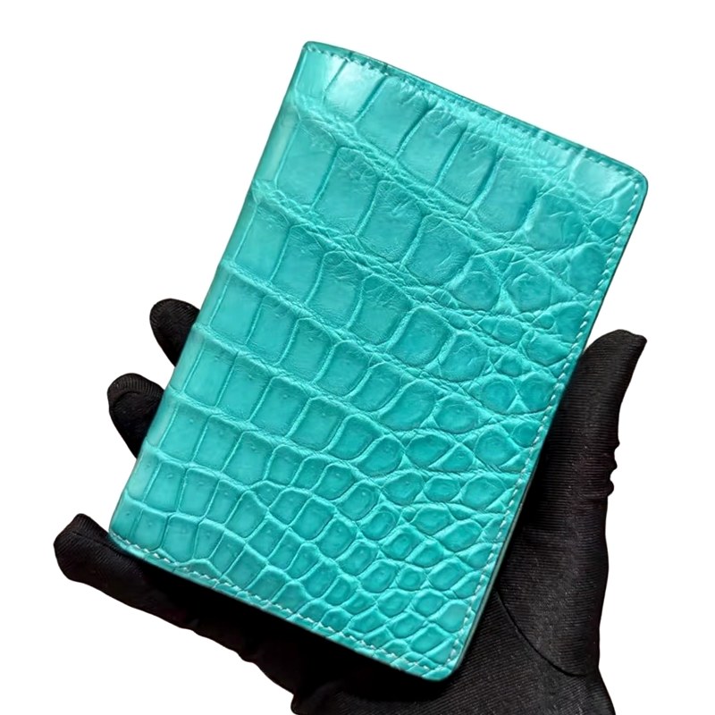 Alligator Passport Holder Crocodile Passport Cover - Blue