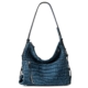 Suede Crocodile Leather Hobo Bags Crossbody Bags - Blue