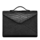 Men's Leather Laptop Envelope Bag with Crocodile Flap