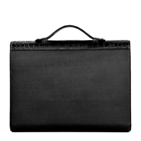 Men's Leather Laptop Envelope Bag with Crocodile Flap - Back