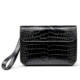 Stylish Crocodile Leather Envelope Clutch Bag with Wrist Strap