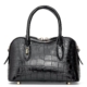 Crocodile Leather Curved-Top Satchel with Gold Hardware