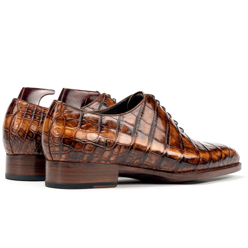 Patina Crocodile Oxford Dress Shoes for Big and Tall Men - Heel