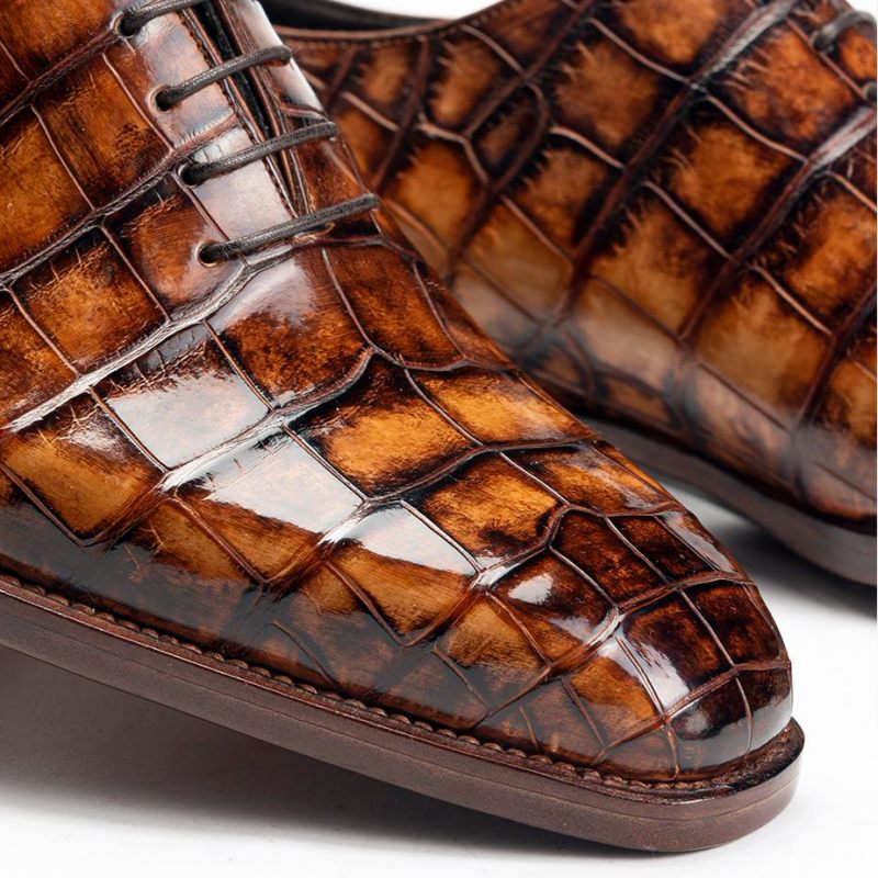 Patina Crocodile Oxford Dress Shoes for Big and Tall Men - Toe
