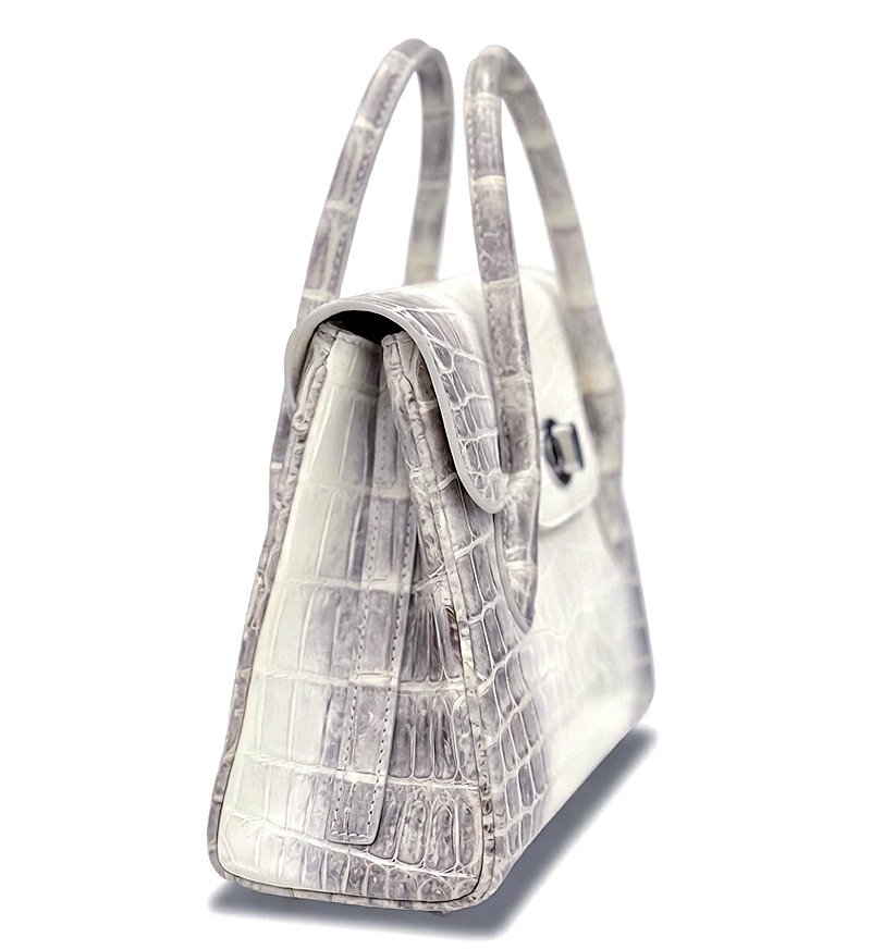 Himalayan Nile Crocodile Handbag with Turn-Lock Flap-Side