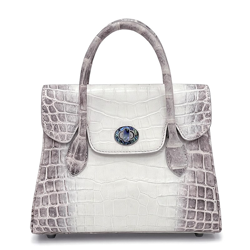 Himalayan Nile Crocodile Handbag with Turn-Lock Flap