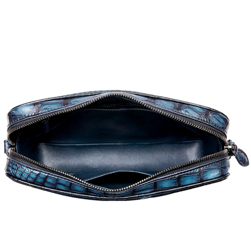 Small Patina Crocodile Leather Crossbody Bag for Men - Interior