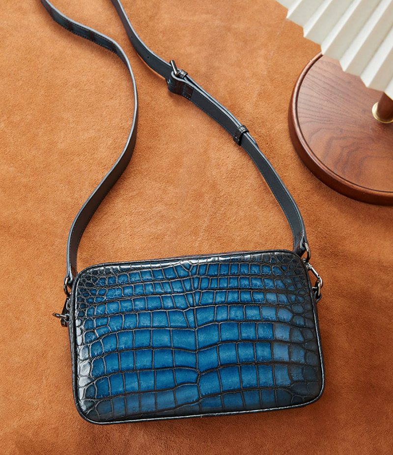 Small Patina Crocodile Leather Crossbody Bags
